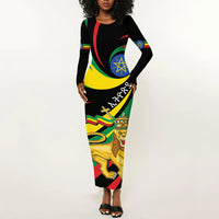 Ethiopia National Day 1991 Long Sleeve Bodycon Dress Habesha Lion Of Judah