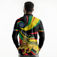 Ethiopia National Day 1991 Long Sleeve Polo Shirt Habesha Lion Of Judah