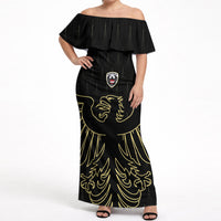 Custom World Football 2026 Austria Off Shoulder Maxi Dress Austrian Eagles Black Glory