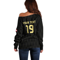 Custom World Football 2026 Austria Off Shoulder Sweater Austrian Eagles Black Glory