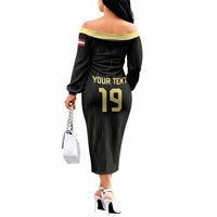Custom World Football 2026 Austria Off The Shoulder Long Sleeve Dress Austrian Eagles Black Glory