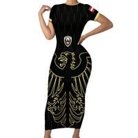 Custom World Football 2026 Austria Short Sleeve Bodycon Dress Austrian Eagles Black Glory