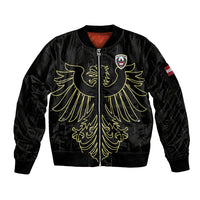 Custom World Football 2026 Austria Sleeve Zip Bomber Jacket Austrian Eagles Black Glory