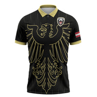 Custom World Football 2026 Austria Zipper Polo Shirt Austrian Eagles Black Glory