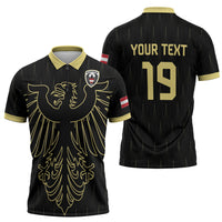 Custom World Football 2026 Austria Zipper Polo Shirt Austrian Eagles Black Glory