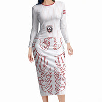 Custom World Football 2026 Austria Long Sleeve Bodycon Dress Austrian Eagles White Glory