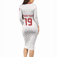 Custom World Football 2026 Austria Long Sleeve Bodycon Dress Austrian Eagles White Glory