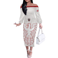 Custom World Football 2026 Austria Off The Shoulder Long Sleeve Dress Austrian Eagles White Glory
