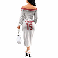 Custom World Football 2026 Austria Off The Shoulder Long Sleeve Dress Austrian Eagles White Glory