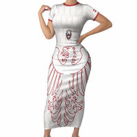 Custom World Football 2026 Austria Short Sleeve Bodycon Dress Austrian Eagles White Glory