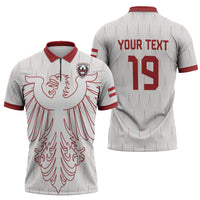 Custom World Football 2026 Austria Zipper Polo Shirt Austrian Eagles White Glory