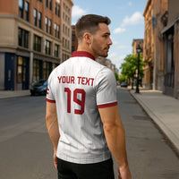Custom World Football 2026 Austria Zipper Polo Shirt Austrian Eagles White Glory