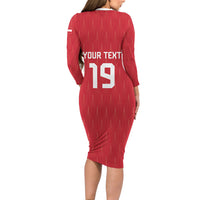 Custom World Football 2026 Austria Long Sleeve Bodycon Dress Austrian Eagles Red Glory