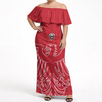 Custom World Football 2026 Austria Off Shoulder Maxi Dress Austrian Eagles Red Glory
