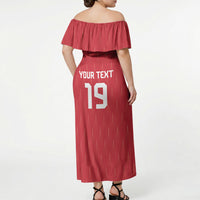 Custom World Football 2026 Austria Off Shoulder Maxi Dress Austrian Eagles Red Glory