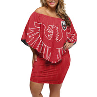 Custom World Football 2026 Austria Off Shoulder Short Dress Austrian Eagles Red Glory