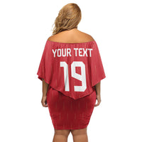 Custom World Football 2026 Austria Off Shoulder Short Dress Austrian Eagles Red Glory