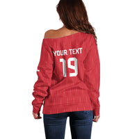 Custom World Football 2026 Austria Off Shoulder Sweater Austrian Eagles Red Glory