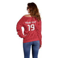 Custom World Football 2026 Austria Off Shoulder Sweater Austrian Eagles Red Glory