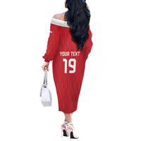 Custom World Football 2026 Austria Off The Shoulder Long Sleeve Dress Austrian Eagles Red Glory