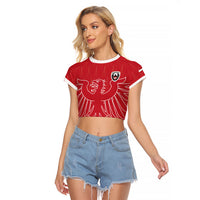 Custom World Football 2026 Austria Raglan Cropped T Shirt Austrian Eagles Red Glory