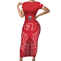 Custom World Football 2026 Austria Short Sleeve Bodycon Dress Austrian Eagles Red Glory