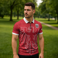 Custom World Football 2026 Austria Zipper Polo Shirt Austrian Eagles Red Glory