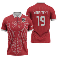 Custom World Football 2026 Austria Zipper Polo Shirt Austrian Eagles Red Glory