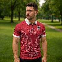 Custom World Football 2026 Austria Zipper Polo Shirt Austrian Eagles Red Glory