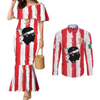 Italy Sardinia Couples Matching Mermaid Dress and Long Sleeve Button Shirt Moor's Head With Coat Of Arms LT19