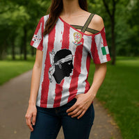 Italy Sardinia Cross Shoulder Shirt Moor's Head With Coat Of Arms - Wonder Print Shop
