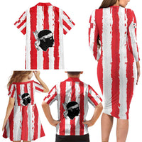 Italy Sardinia Family Matching Long Sleeve Bodycon Dress and Hawaiian Shirt Moor's Head With Coat Of Arms LT19