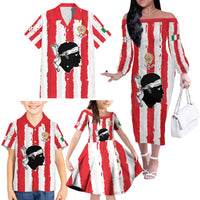 Italy Sardinia Family Matching Off The Shoulder Long Sleeve Dress and Hawaiian Shirt Moor's Head With Coat Of Arms LT19