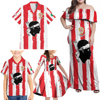 Italy Sardinia Family Matching Off Shoulder Maxi Dress and Hawaiian Shirt Moor's Head With Coat Of Arms LT19
