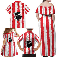 Italy Sardinia Family Matching Off Shoulder Maxi Dress and Hawaiian Shirt Moor's Head With Coat Of Arms LT19