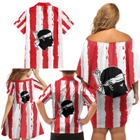 Italy Sardinia Family Matching Off Shoulder Short Dress and Hawaiian Shirt Moor's Head With Coat Of Arms LT19