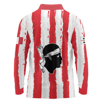 Italy Sardinia Long Sleeve Polo Shirt Moor's Head With Coat Of Arms LT19