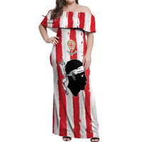 Italy Sardinia Off Shoulder Maxi Dress Moor's Head With Coat Of Arms LT19