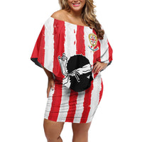 Italy Sardinia Off Shoulder Short Dress Moor's Head With Coat Of Arms LT19