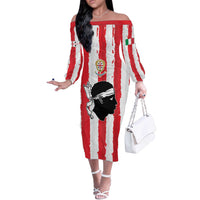 Italy Sardinia Off The Shoulder Long Sleeve Dress Moor's Head With Coat Of Arms LT19