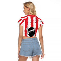 Italy Sardinia Raglan Cropped T Shirt Moor's Head With Coat Of Arms LT19