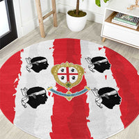 Italy Sardinia Round Carpet Moor's Head With Coat Of Arms - Wonder Print Shop