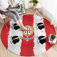 Italy Sardinia Round Carpet Moor's Head With Coat Of Arms - Wonder Print Shop