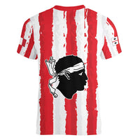 Italy Sardinia Women V-Neck T-Shirt Moor's Head With Coat Of Arms LT19