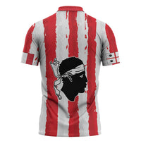 Italy Sardinia Zipper Polo Shirt Moor's Head With Coat Of Arms - Wonder Print Shop