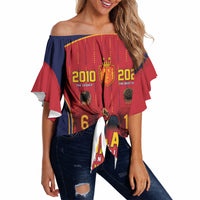 Custom Spain La Roja Football Off Shoulder Wrap Waist Top 2010 Legacy 2026 Next Chapter