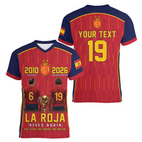 Custom Spain La Roja Football Women V-Neck T-Shirt 2010 Legacy 2026 Next Chapter