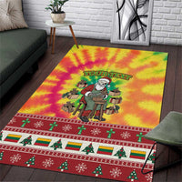 Personalized Lithuania Christmas Area Rug Skeleton Cross Tie-Dye Vintage - Wonder Print Shop