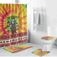 Personalized Lithuania Christmas Bathroom Set Skeleton Cross Tie-Dye Vintage - Wonder Print Shop