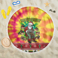Personalized Lithuania Christmas Beach Blanket Skeleton Cross Tie-Dye Vintage - Wonder Print Shop